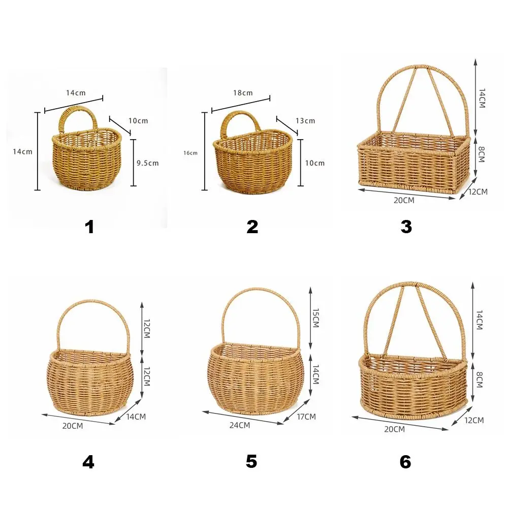 Imitation Rattan Kitchen Storage Basket with Handle Brown Wall Hanging Basket Sundries Organizer Toilet Rack 6