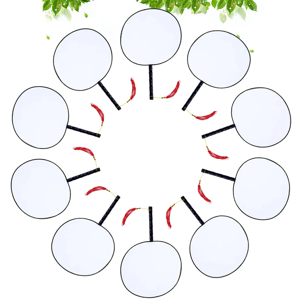 

Milisten Japanese Round Fan 10Pcs Blank Fans White Hand Fan Chinese Round Hand Fans Handmade Blank Painting Fan Tassel Diy