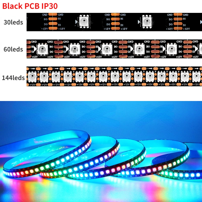 รูปสินค้า ไฟ LED Strip ควบคุมได้ หลายความยาว 30/60/144 LEDs/M