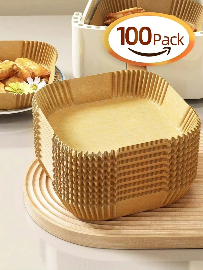 Pack of 10-200 Square Air Fryer Disposable Parchment Liners - Oil & Waterproof for Baking, Roasting, and BBQ