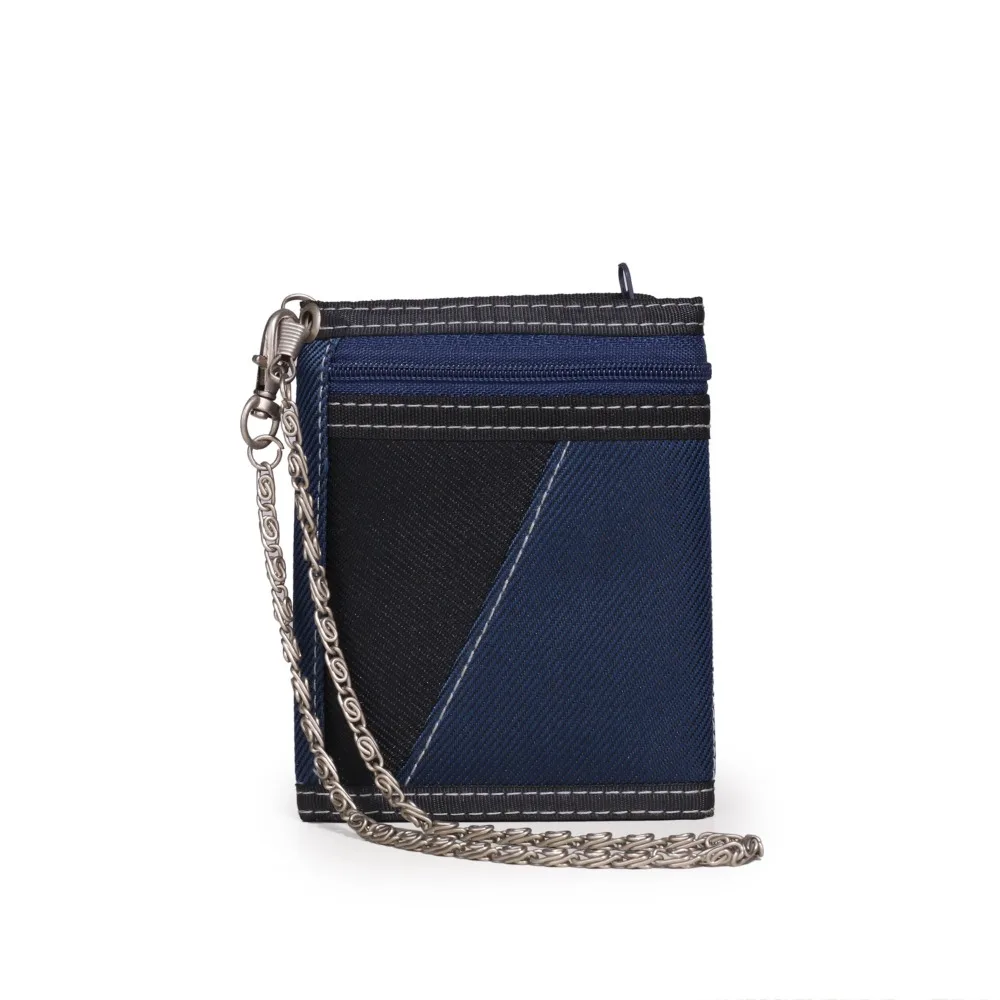 Tragbare Leinwand Stoff Männer Brieftaschen Reißverschluss mit Kette Geldbörse Multi-karten Slots Männliche Geld Tasche Jungen – Detail 3