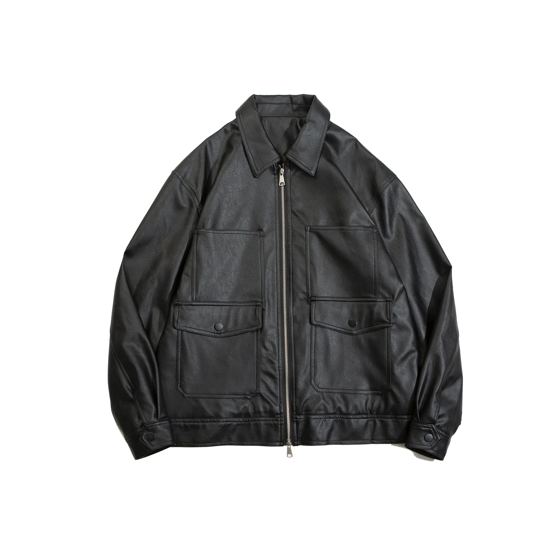 

New Spring Autumn Cool Luxury Green Black Soft Light Pu Leather Jacket Men Zipper Casual Mens Jackets and Coats Korean Fashion