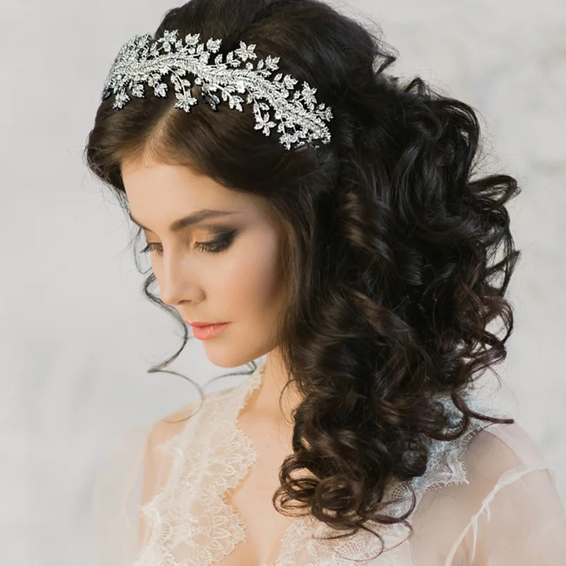 Fashionable Bride Water Drop Pendant Forehead Chain Wedding Hair Accessories Light Luxury Retro Leaf Zircon Headband Hair Band