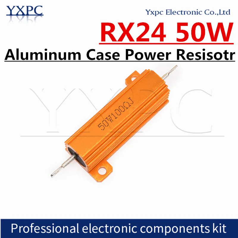 RX24 50W Aluminum Power Metal Shell Case Wirewound Resistor 0.01R ~ 100K 0.1 0.5 1 1.5 2 6 8 10 20 39 100 150 200 300 1K 10K ohm