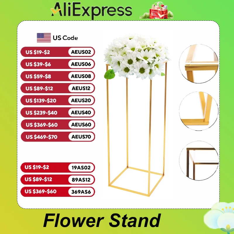 Flower Stand Gold Metal Display Lamp Holder Party Wedding Pillar Stand Decoration