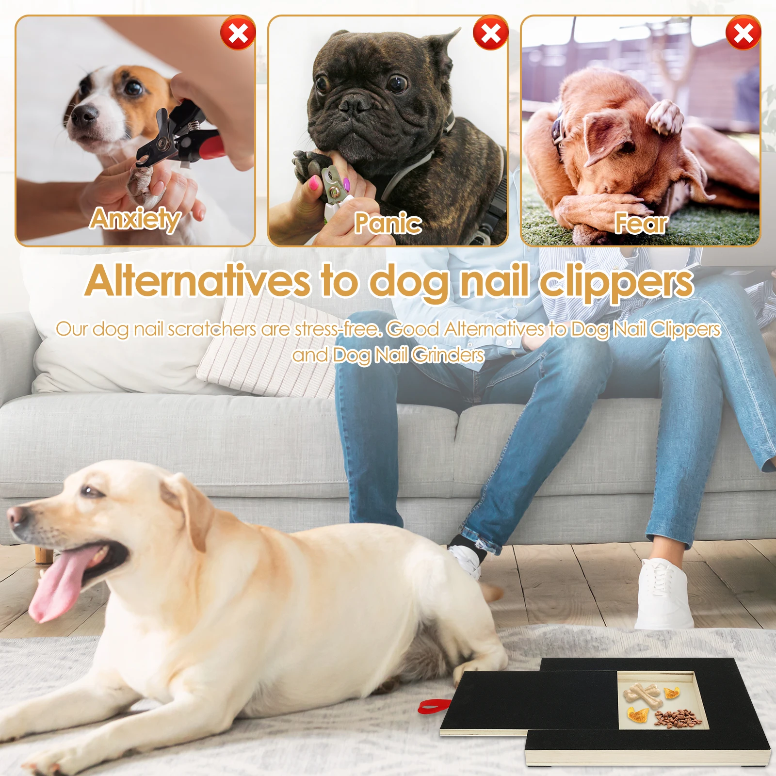 Dog Nail Scratch Pad Wooden Dog Nail File Board with Built-in Snack Box Sandpaper Puppy Grinding Pad Sturdy Sandpaper Deck