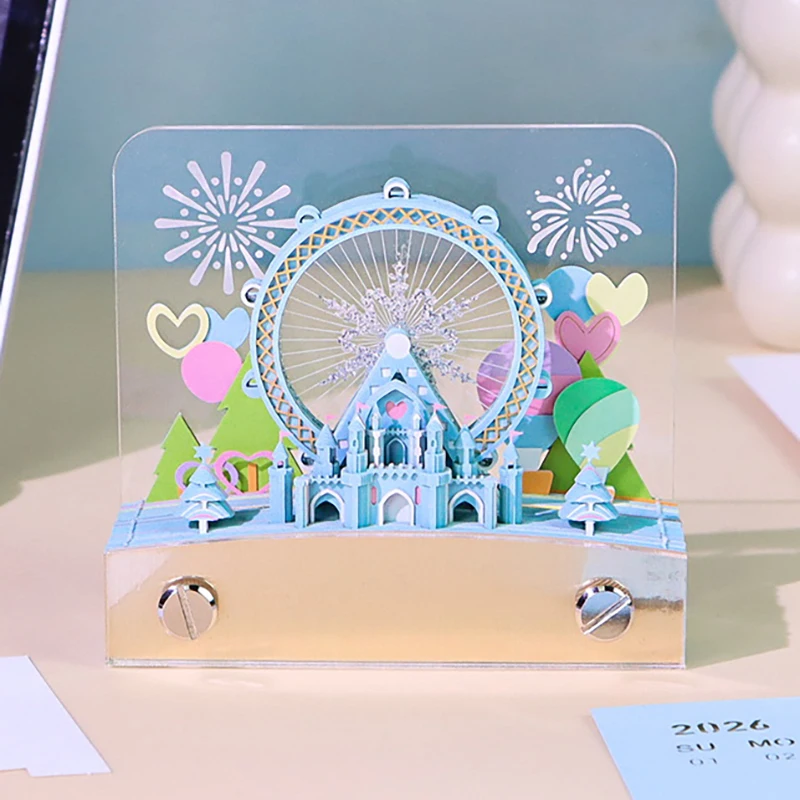 【W】타임피스 캘린더 2026 LED 조명이 있는 데스크 캘린더 3D 떼어내는 캘린더 종이 조각 예술 메모장 메모패드 선물 크리스마스