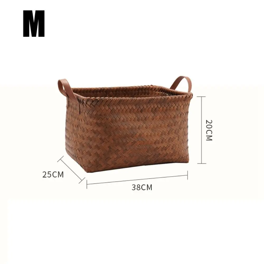 Brown Dirty Clothes Basket New 38cm Imitation Rattan Weaving Picnic Basket Portable Storage Basket Laundry 5