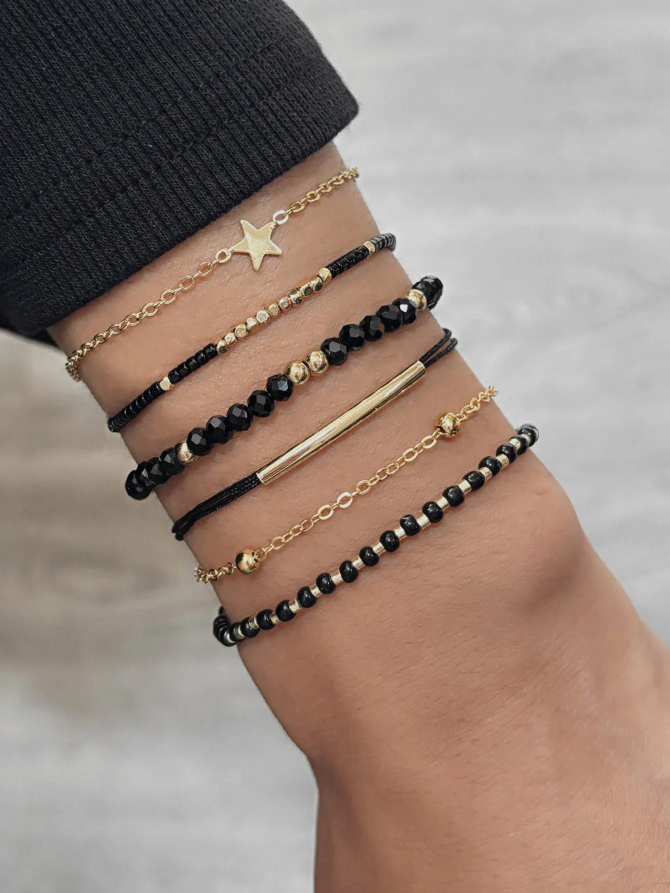 Simple Bracelet Beads Handmade Black Glass Stone Bracelets For Women
