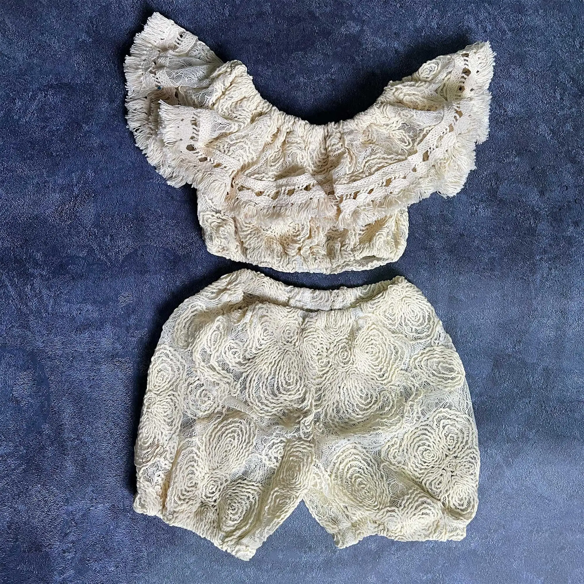 Don&Judy Neugeborenes Baby-Anzug, Spitze, zweiteiliges Set für Fotografie, Hemd und Shorts für den Sommer, für Babykleidung – Detail 6