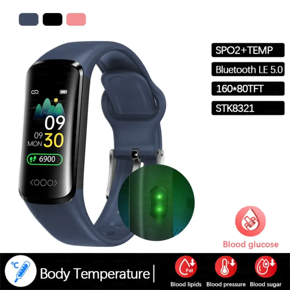 Blood Sugar Smart Watch New Heart Rate Ecg + Ppg Glucometro Band Smart Blood Pressure Fitness Bracciale Uomo Donna