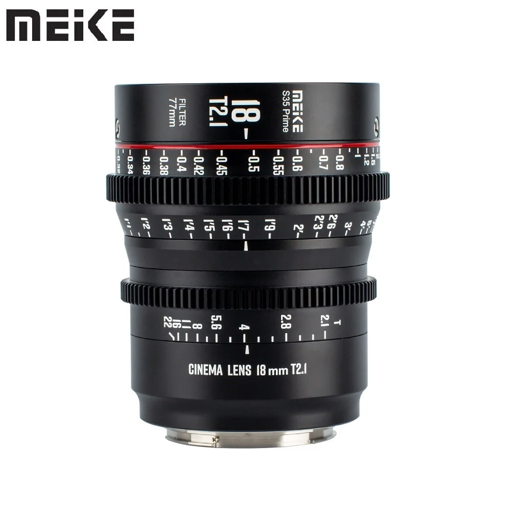 Meike 18Mm T2.1 S35 Prime Cine Lens Per Cinema Camera System Canon Ef Eos C200 C300 Ii Iii C70 Rosso Komodo Bmpcc 6K Pro Z Cam S6