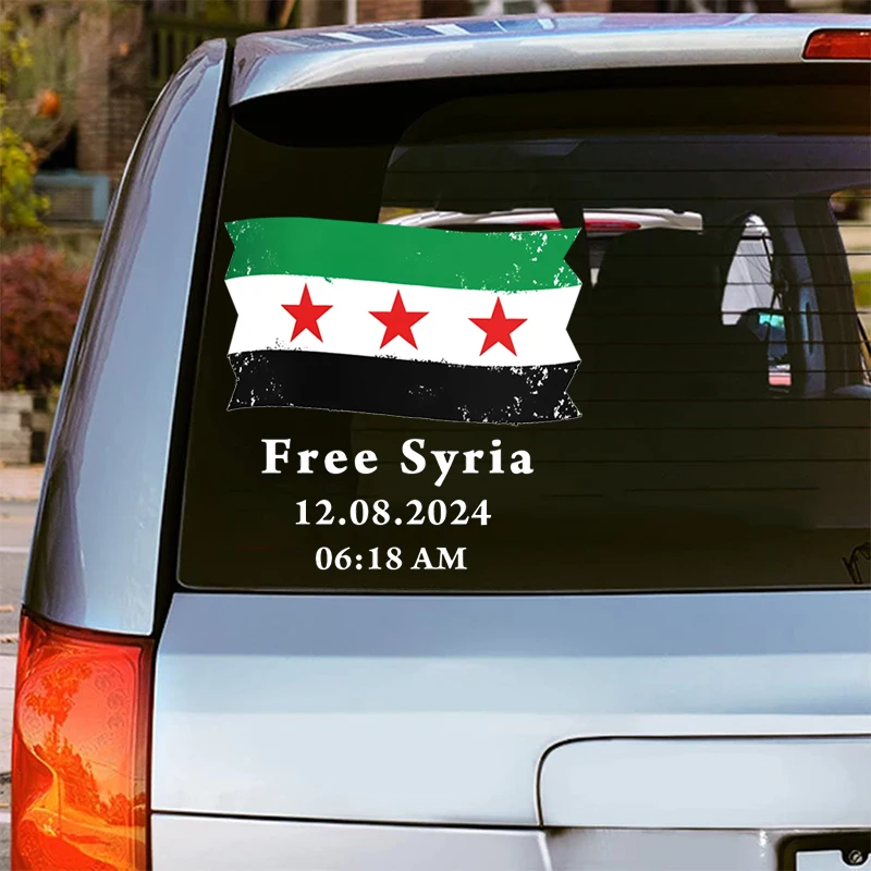 Wall Stickers Syria Flag with Text Free Syria for Living Room Bedroom Fridge Window Car
