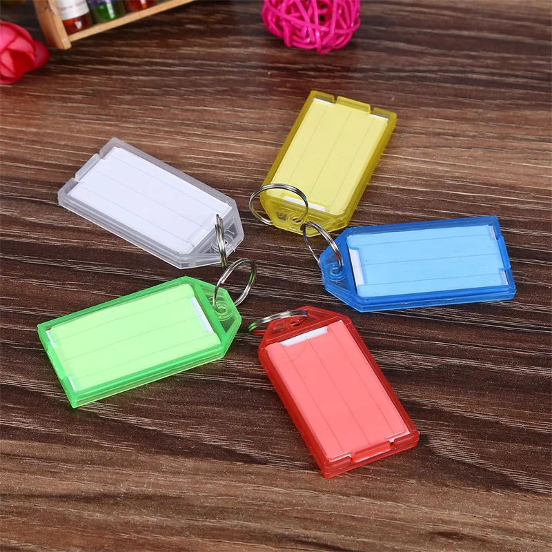 50 Pcs Plastic Keychain Key Tags Id Label Name Tags With Split Ring For