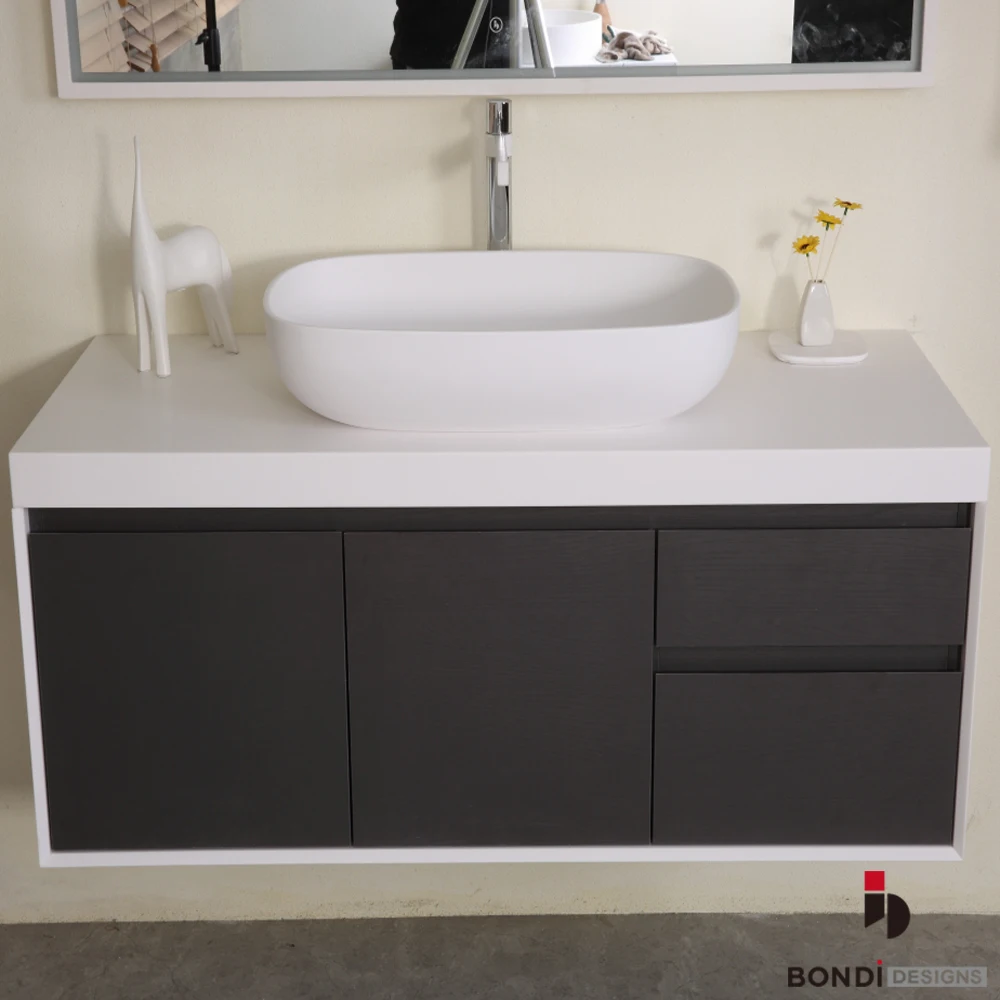 Factory Wall Mounted Solid Wood Bathroom Vanity Fashion Modern Bathroom Cabinet