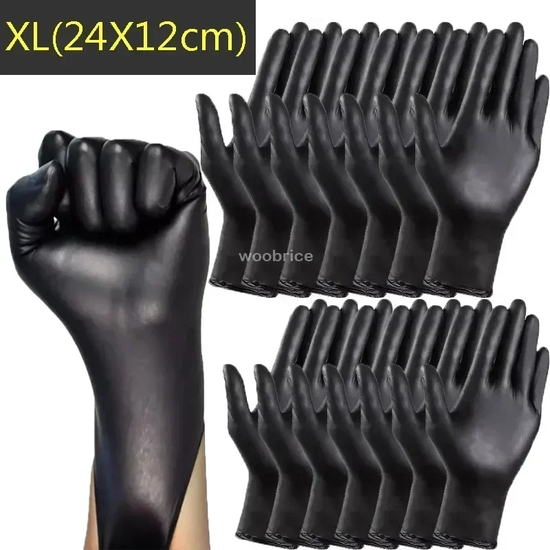 50/100/200pcs Disposable Black Nitrile Gloves, Kitchen, Tattoo, Hair Dye Gloves,