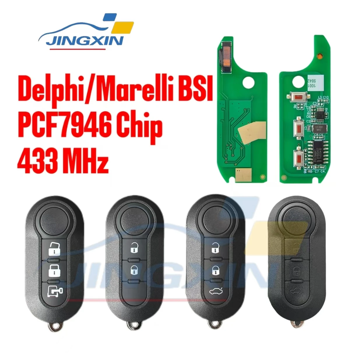 Jingxin Car Remote Key For Fiat 500L Ducato Citroen Jumper Peugeot Boxer 2008-2015 Marelli BSI FCC RX2TRF198 PCF7946 433MHZ Key