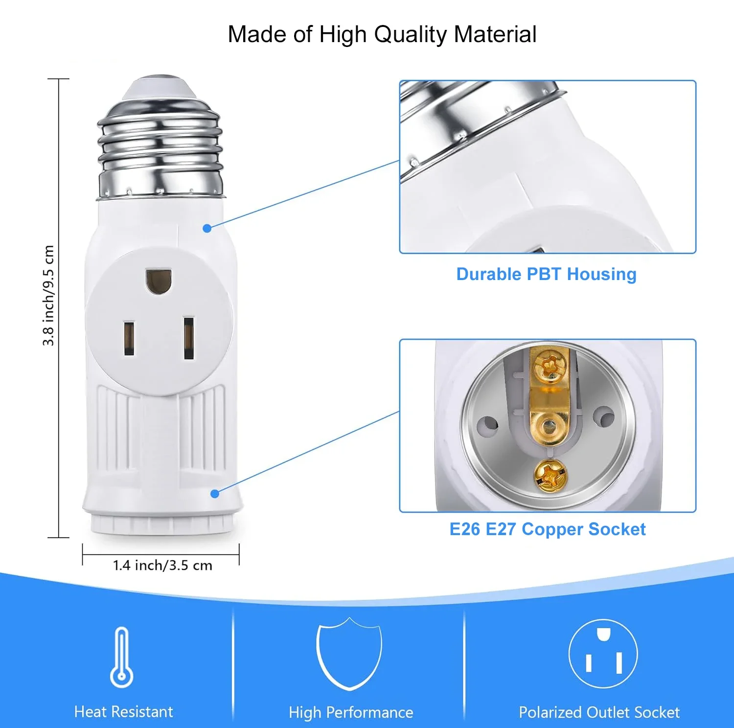 Lamp Socket Adapter E26 E27 LED Bulb Base to US Plug