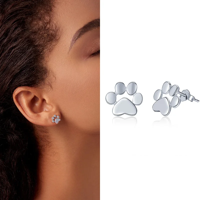 pandora earrings WOSTU Real 100% 925 Sterling Silver Lovely Cat Pet Stud Earrings For Women S925 Silver Earring Fashion Jewelry Gift FIE073 wedding earrings Fine Earrings