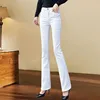 High Waist Fleece Lined Micro Flared Jeans Women Slim Fit plus Size Versatile White Pants Autumn Winter Fashion Casual Wear
