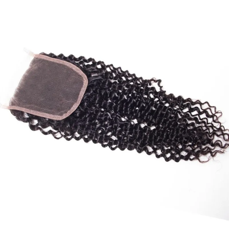 5x5 Lace Closure Kinky Curly Human Hair Pre-Plucked Hairline Brazilian Virgin Hair Transparent Lace Closure For Black Women