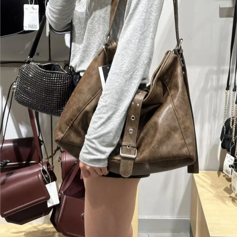 JIAERDI Vintage Brown Shoulder Bags Wallets Women New Fashionable Pu Leather Large Capacity Tote Bag Ladies Retro Y2k Handbag