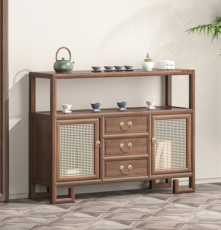 

American Style Chinese Style Sideboard Cabinet Household Solid Wood Rattan Cabinet