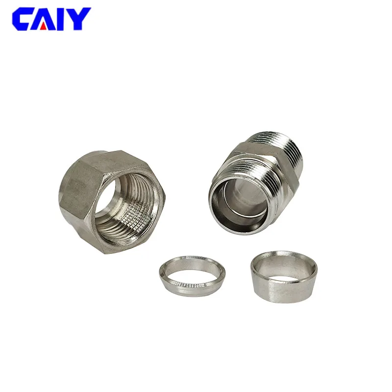 Raccordo A Compressione In Acciaio Inox 304, Da Tubo 3/8" OD A Filetto Maschio 1/2" NPT, Nuovo