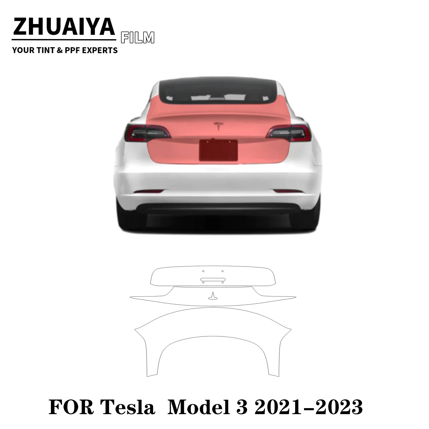 

2017-2024 для Tesla Model 3 задний люк PPF Защитная пленка для краски 8mil пленка для кузова автомобиля