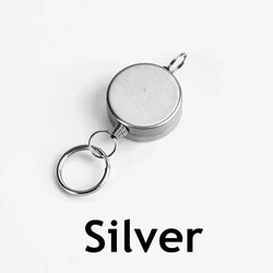 Retractable Anti - Theft Key and ID Card Holder with Recoil Pull Back Mechanism (1pc - silver)