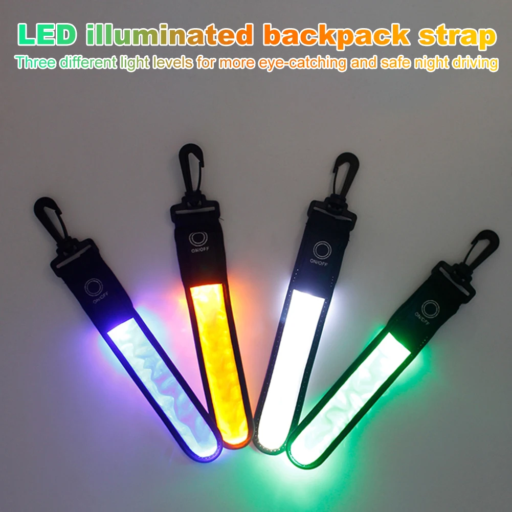 4Pcs LED 깜박이는 빛 반사 펜던트 3 가지 모드 야간 달리기를위한 빛나는 반사 라이트 스트립 안전 반사판 펜던트
