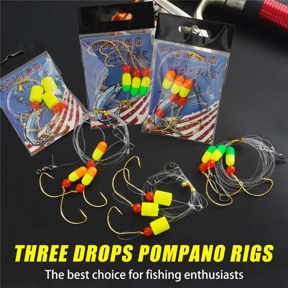 3packs Pompano Rigs For Surf Fishing With Foam Float Circle Hook