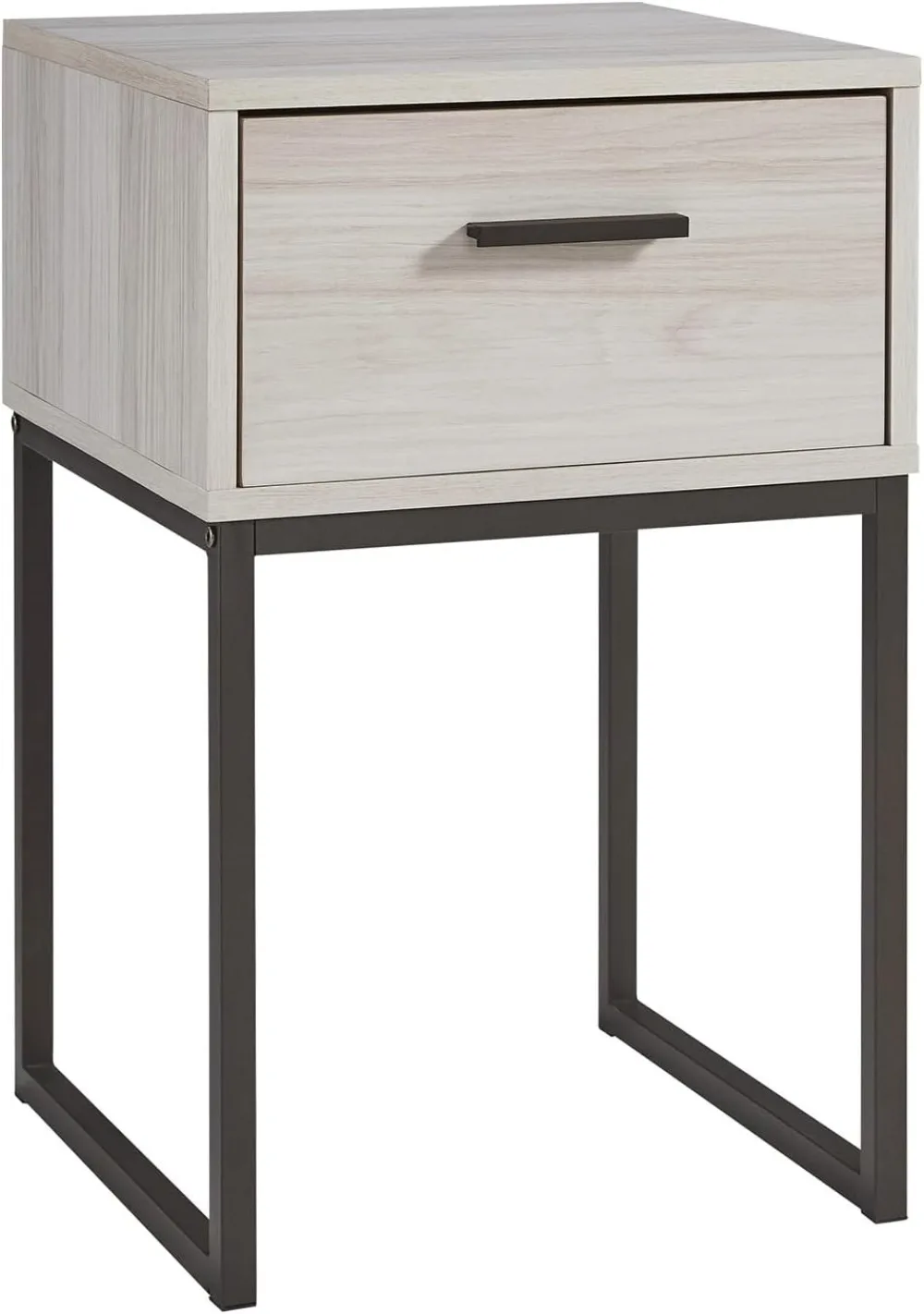 Modern 1-Drawer Nightstand, 26" Tall, Natural Beige Finish, Engineered Wood Bedside Table