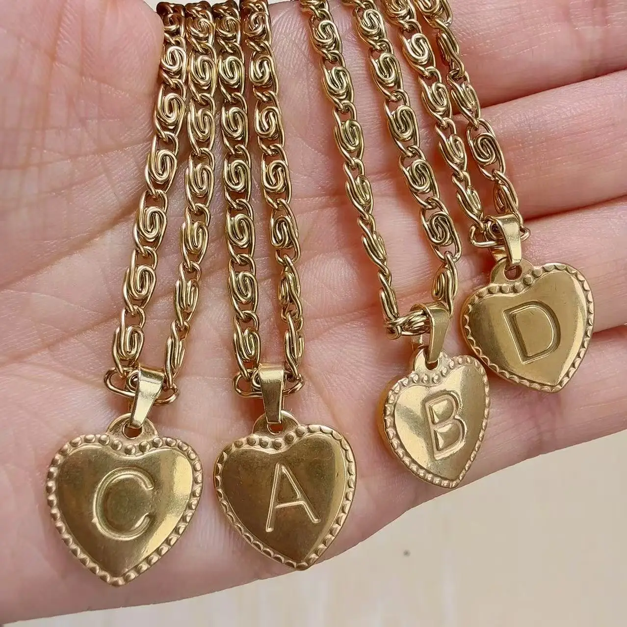 316L Stainless Steel Initial Necklace Letter Heart Pendant Chain For Women Name Jewelry Accessories 1