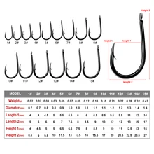  200pcs 1#-15# Single Fishing Hook Iseama Fishhook High Qulity Barbed Worm Hook Carp Fishing Gear Black Carbon Steel 