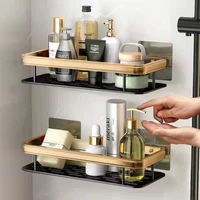 Punch-free Wall Mounted Bathroom Storage Organizer Shelf Shampoo Makeup Storage Rack For Kitchen Bathroom Accessories 1
