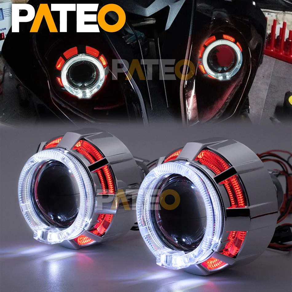 HID Projector Headlight Etching Lens LED Angel Eyes Halo DRL H1 H4 H7  Retrofit