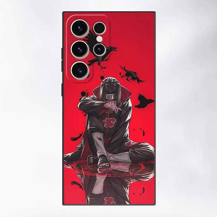 Black Soft Phone Cover with Cartoon Uchiha Itachi Design