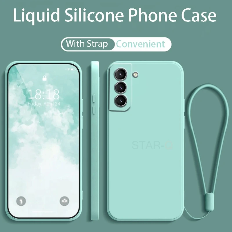 Liquid Silicone Phone Case with Soft Lanyard - Original Strap Design