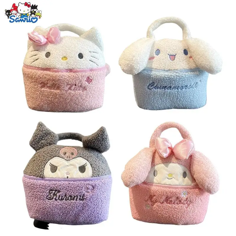 

Kawaii Cartoon Hallokittys Makeup Bag Sanrio Toiletries Storage Bag Multifunctional Large Capacity Kuromi Plush Tote Girls Gifts