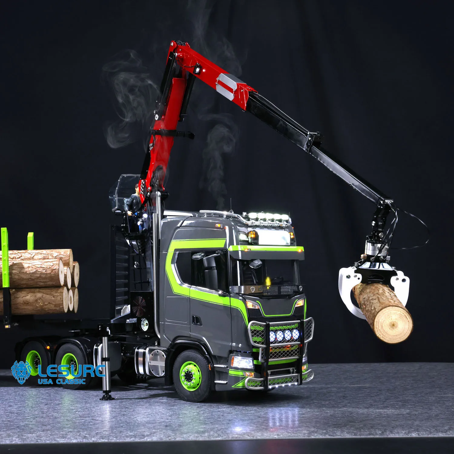LESU 6X6 Metal Chassis 1/14 770S RC Tractor Truck Hydraulic Crane Logging Trailer Painted Finished Vehicle Toucan Customized DIY 3