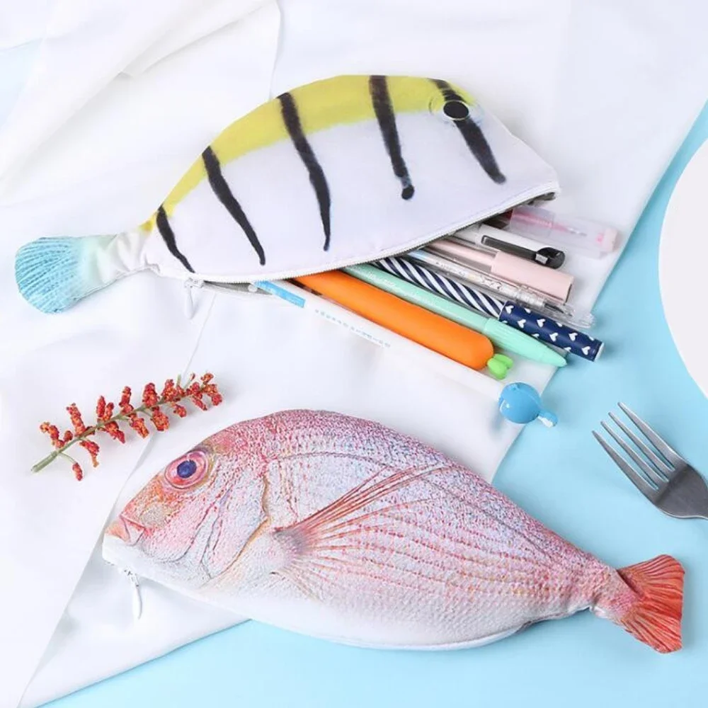 Creative Fish Pencil Case Large Capacity Pencils Pouch Bag Funny School Pencil Cases Stationery Supplies Kawaii Pencil Case - 2