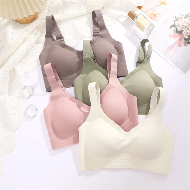 Seamless Underwear For Women Large Breasts Bras Sexy Padded Push-up Bralette Female Soft Support Sports Brassiere Intimates
