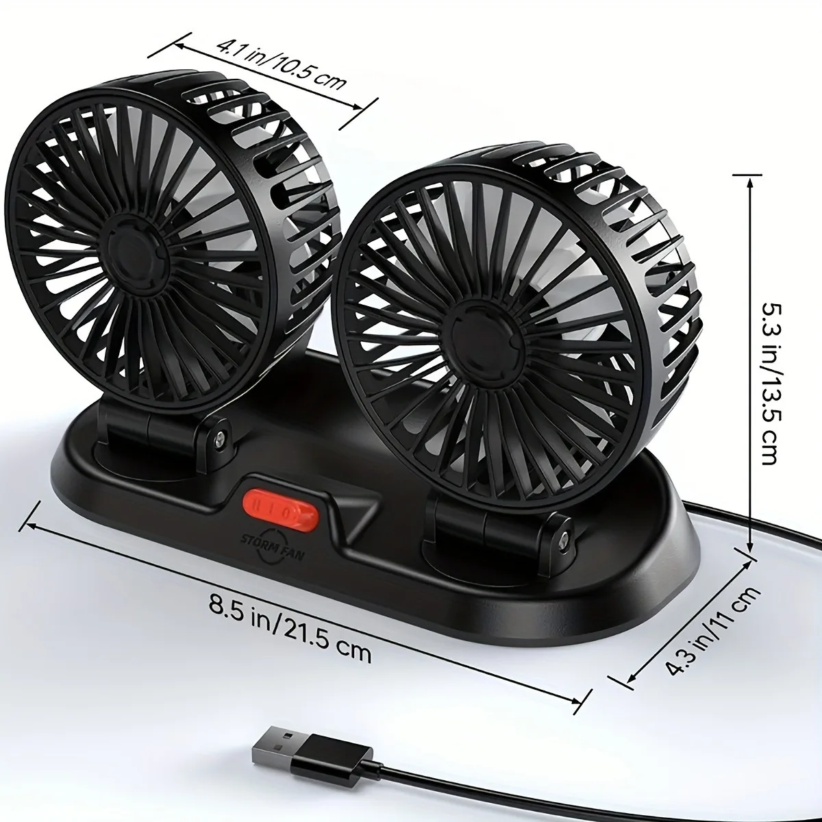 2024 5V 12V 24V Car Fan Cooling Car Fan Dual Head Usb Car Fan 2 Speeds Adjustable Auto Cooler Air Fan Car Wind Regulation Fan 6