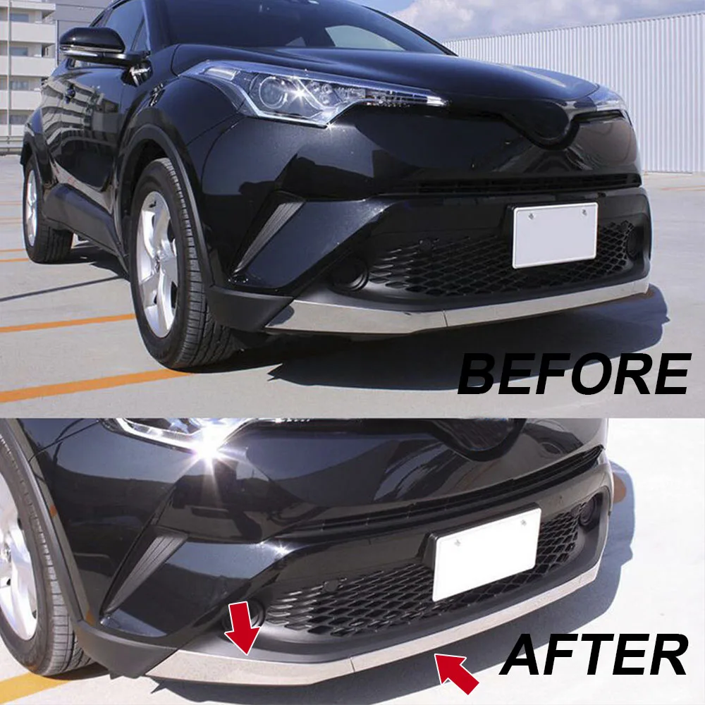 SUS304 Stainless Steel Front Bumper Lip Molding Garnish Trim Cover Lower For Toyota C-HR