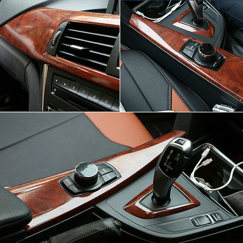 

1Pc Interior Accessory High Glossy Sticker Car Internal Adhesive DIY Film Wood Grain Vinyl Decal Universal Sequins Car Sticker