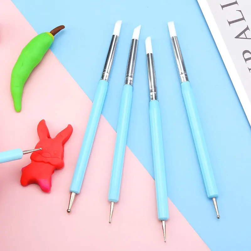 5/10PCS Silicone Clay Sculpting Tool for Brush Modeling Dotting Nail Art Pottery Clay Tools DIY Carving Sculpting Tools