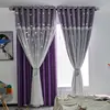 Princess Style Hollowed Out Star Double Layered Curtain Swan Embroidery Curtain for Children's Bedroom 6