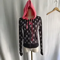 Onalippa Punk Spicy Girl Skeleton Print Contrasting Hooded Sweatshirt Jacket Women Autumn Winter 2025 New Slim Fit Black Top - Image 6