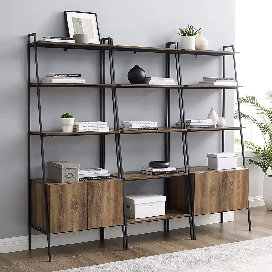 

Walker Edison Freya Urban Industrial 3-Piece Metal and Wood Bookcase Set, Set of 3, Rustic Oak